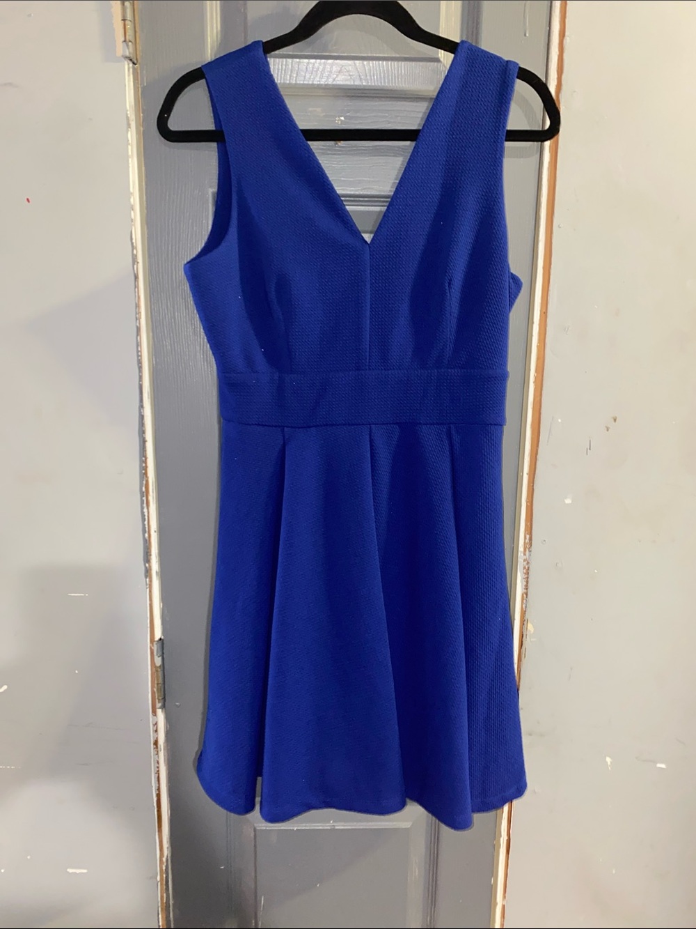 Royal Blue V-Neck Fit & Flare Dress